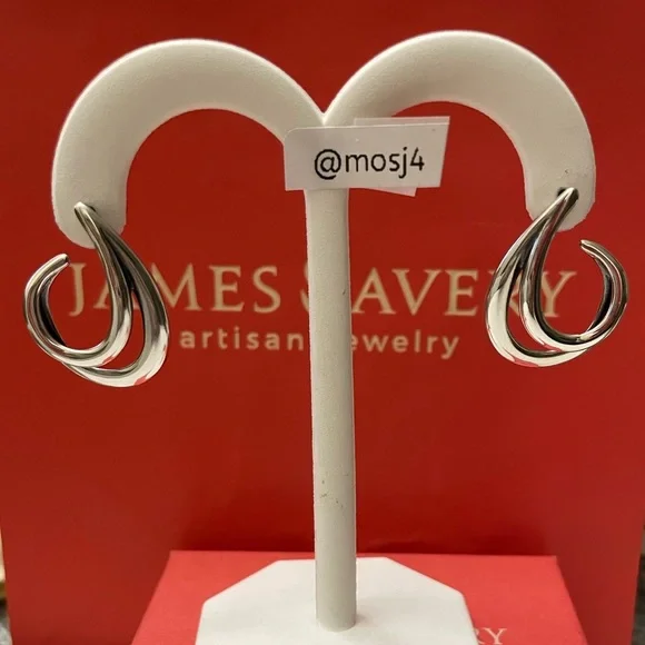 Retired HTF James Avery Open Swirl Earrings - Picture 2 of 5